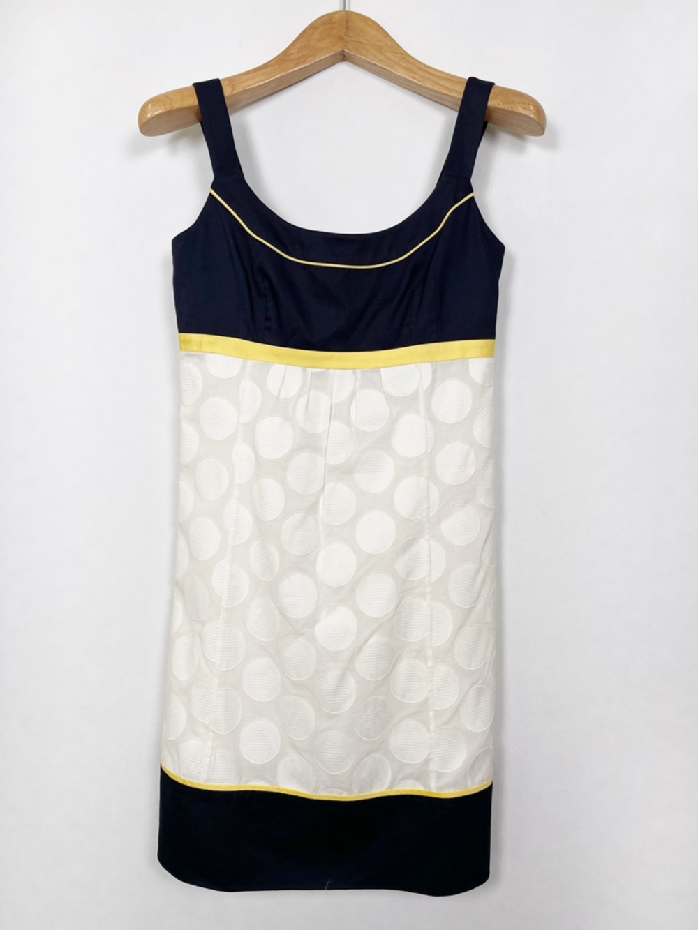 Ann Taylor Navy, White & Yellow‎ Sleeveless Mini Dress Size 2 Lined Side Zip